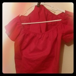 Forever 21 Red Poofy Off The Shoulder Crop top